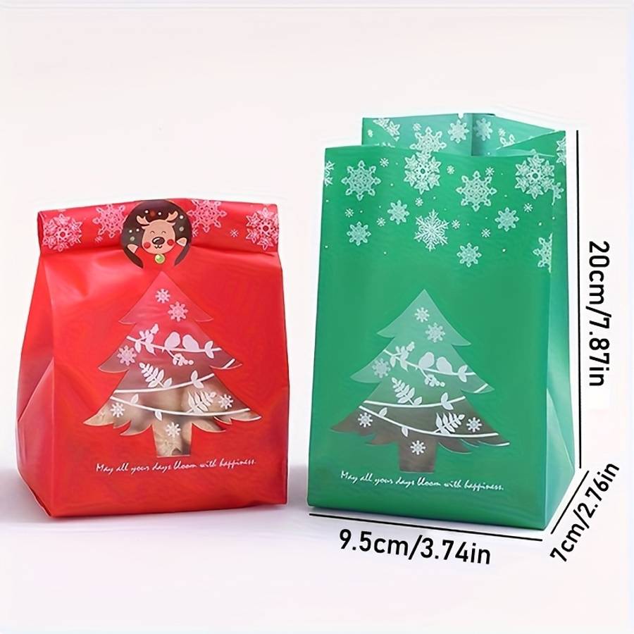 Gift Bags Color Red And Green Christmas Tree Bags X 10