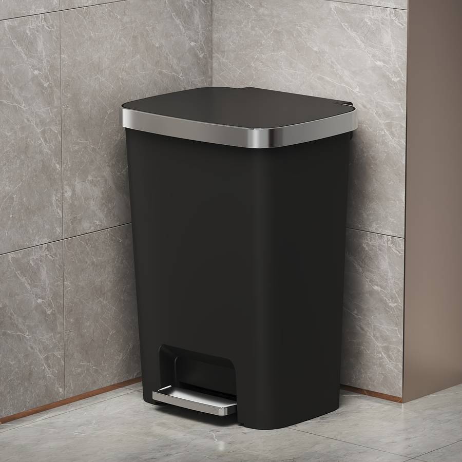 Garbage Can Model Black 50L13.21 Us Gal With Lid Footoperated