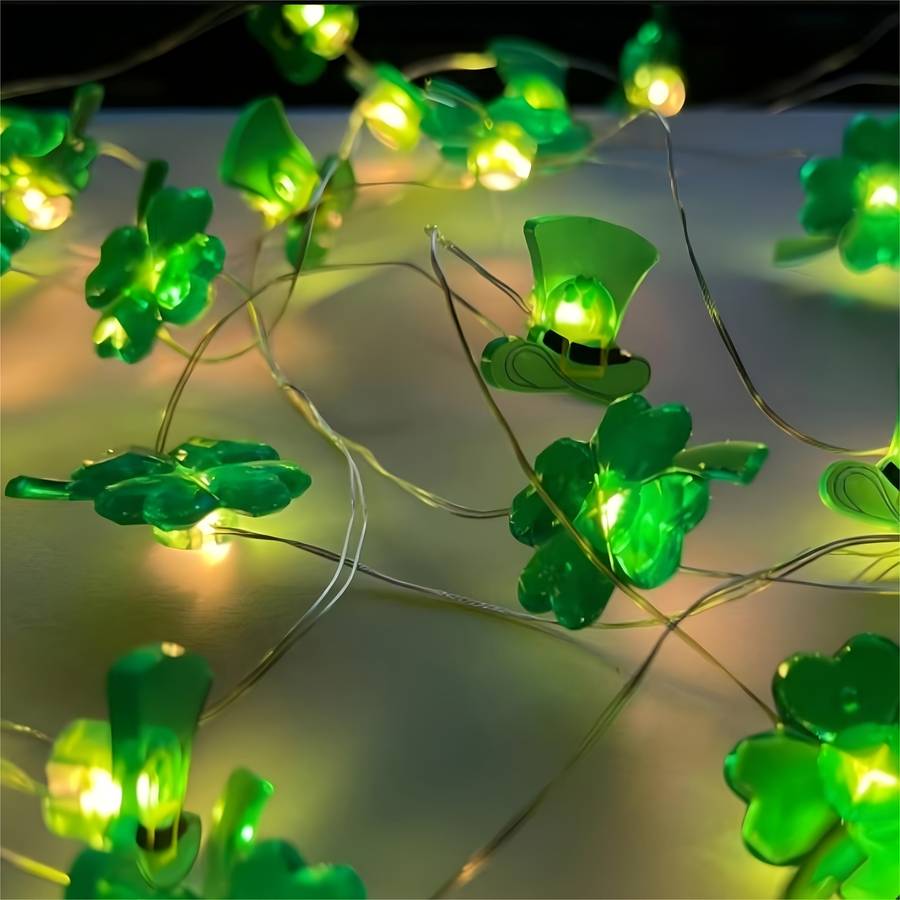 String Lights Size 118 Inches 3 Meters 30Led Stylefour Leaf Clover And Hat