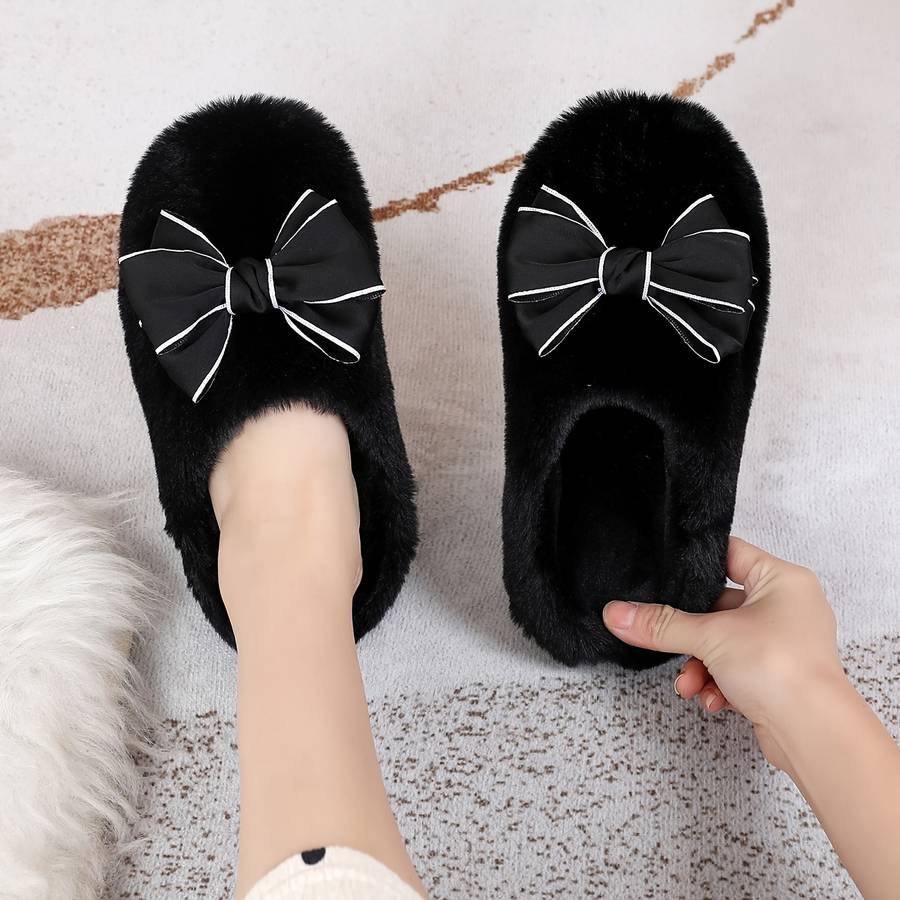 Cotton Slippers Color Softsoled Cotton Shoes Whitepolka Dot Bow Sizeuk 6.5-7