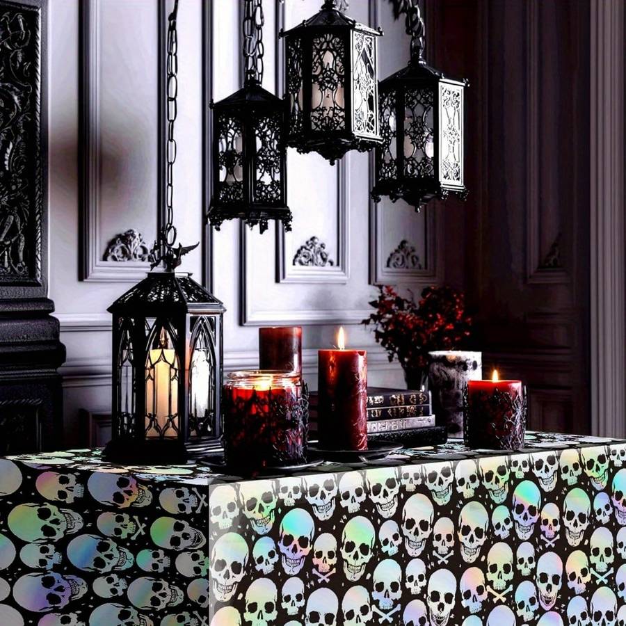 Halloween tablecloth decoration color Black add Rainbow Chrome 3pcs