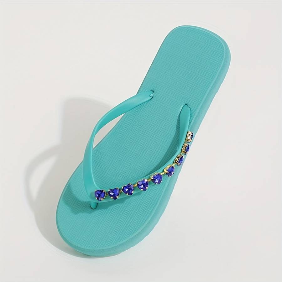 Ladies Summer Flip Flops Deep Sky Blue Uk 4.5-5