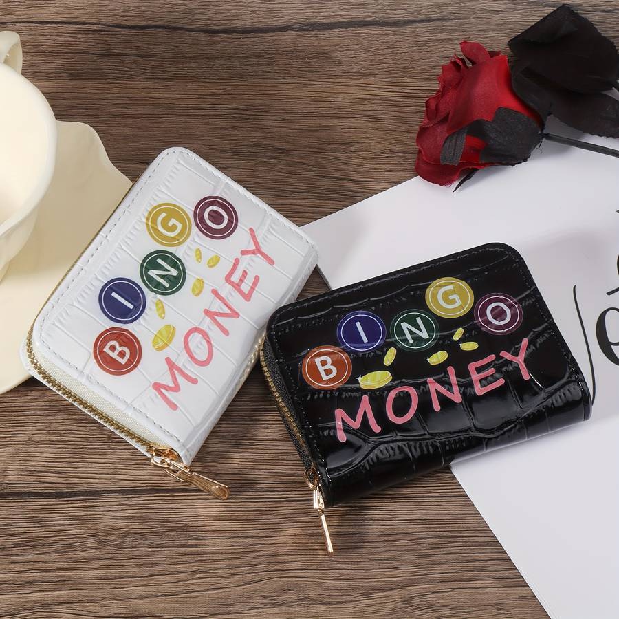 Women'S Casual Wallet With Zipper Closure Lightweight Nylon Lined Card Case Short Credit