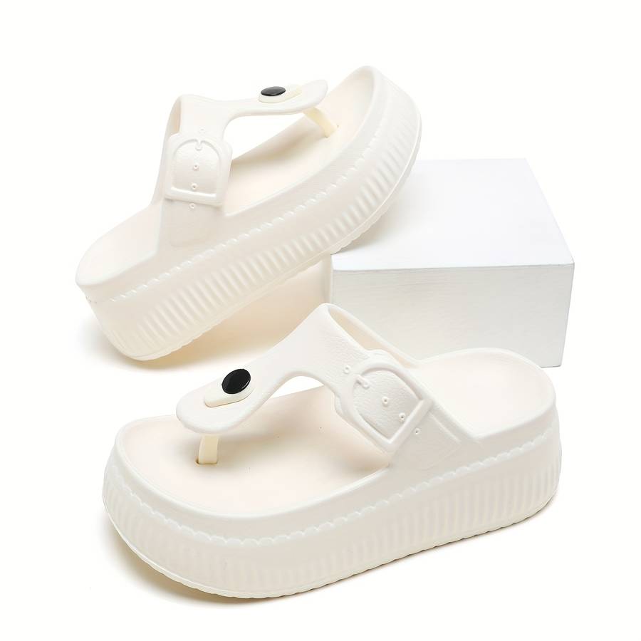 Ladies Summer Flip Flops White Uk 2.5-3