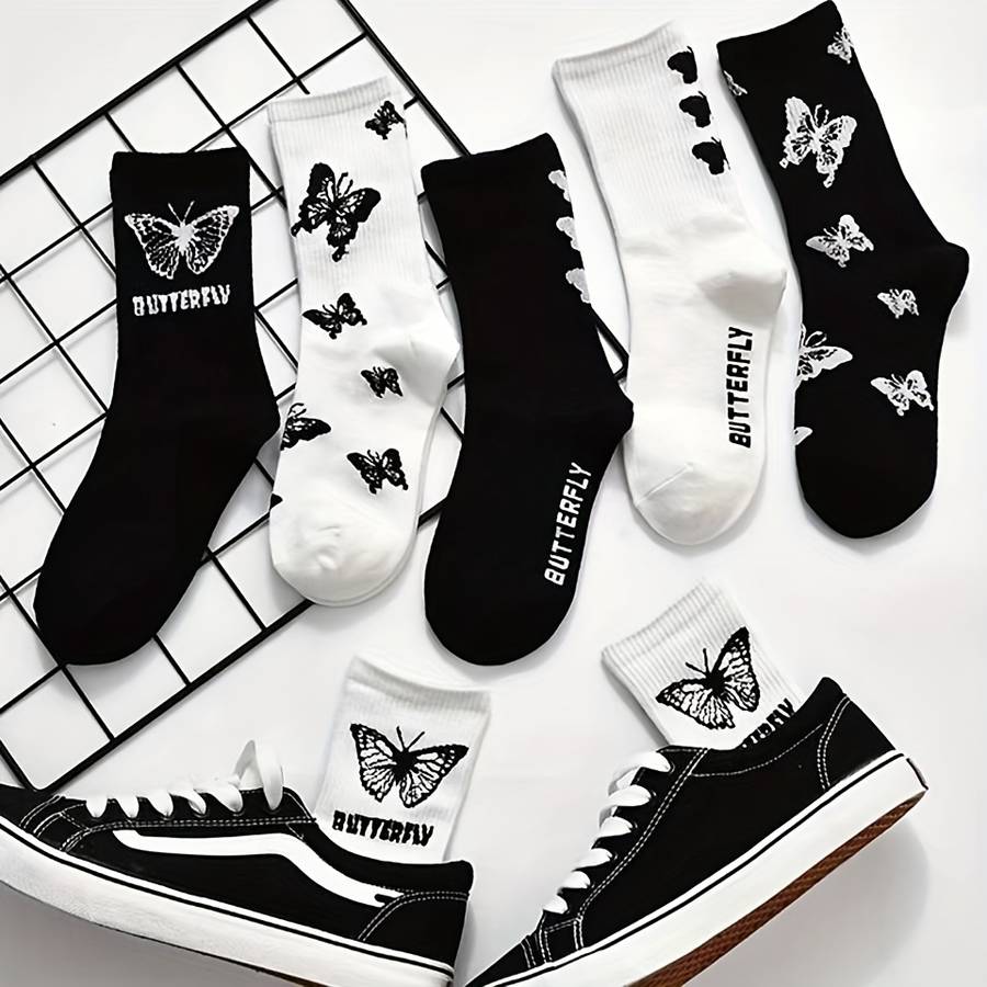 5 Pairs Mixed Color One Size High Elastic Socks