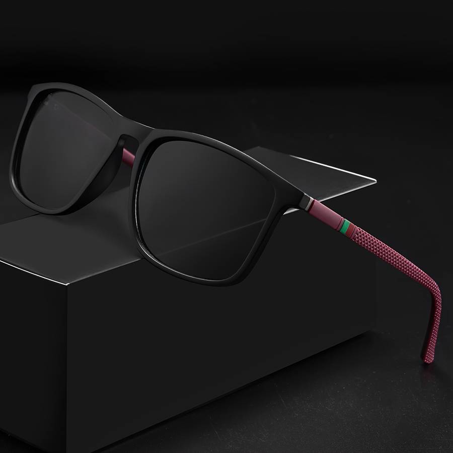 Mens Glasses Color Brown  Add  Matte Black Frame Red Leg Gray  Add  Glossy Black