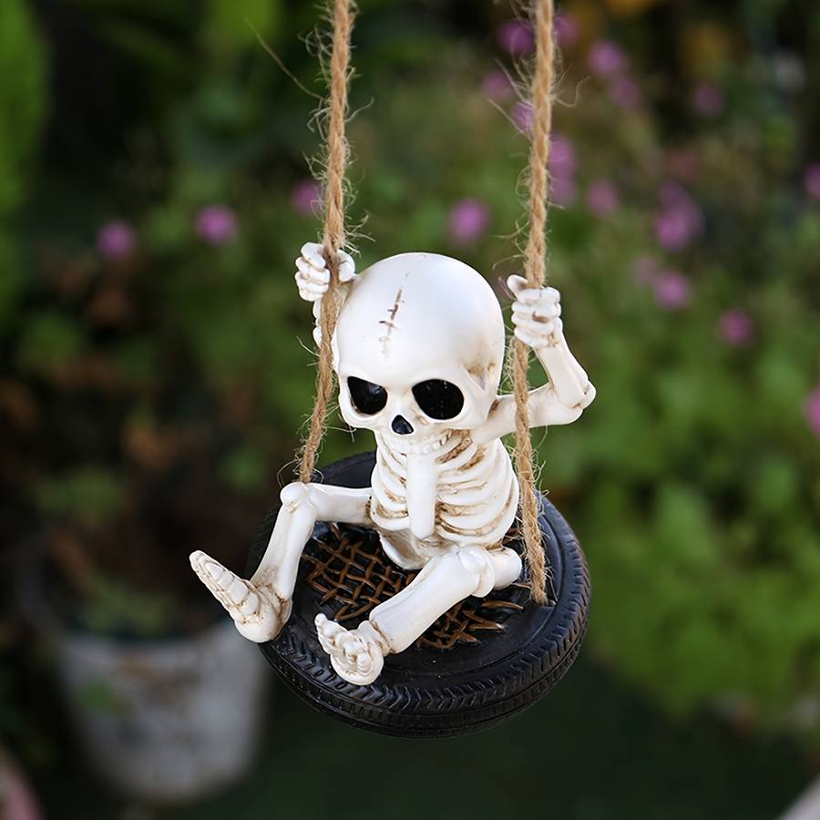 Halloween Decorations Material Resin Antique Swing Tire Skeleton
