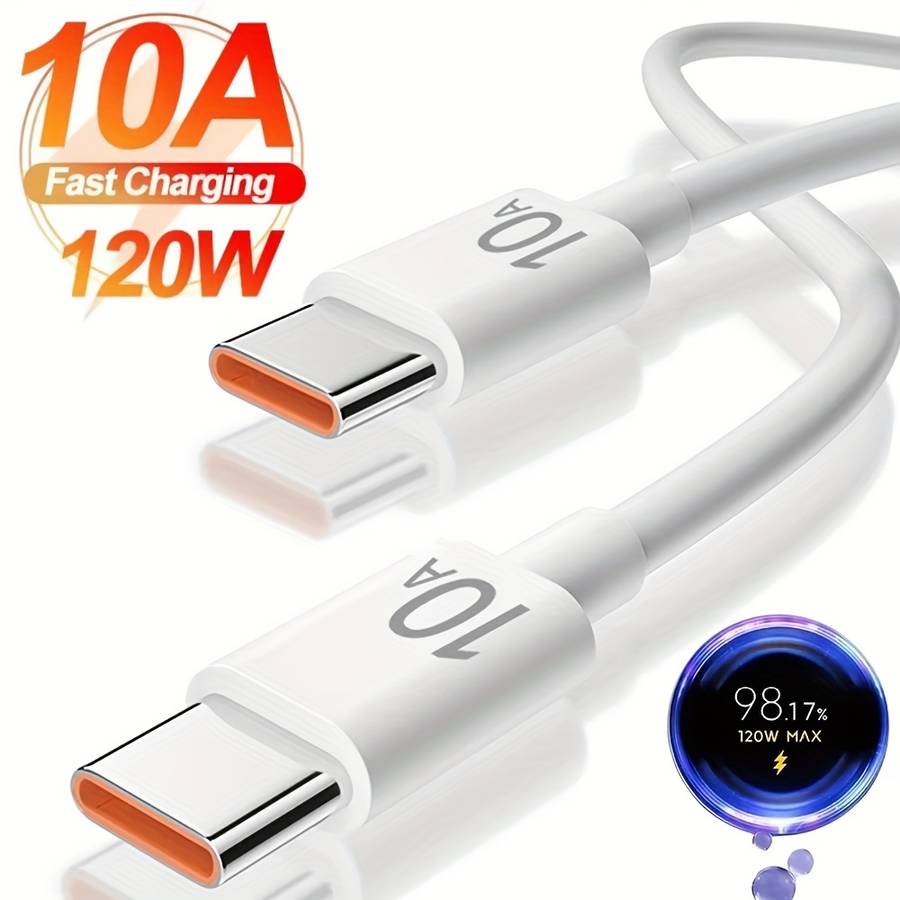 1pc120W 10A Dual Type-C Fast Charging Cable 100cm Compatible with iPhone 15 16 Pro MAX Samsung