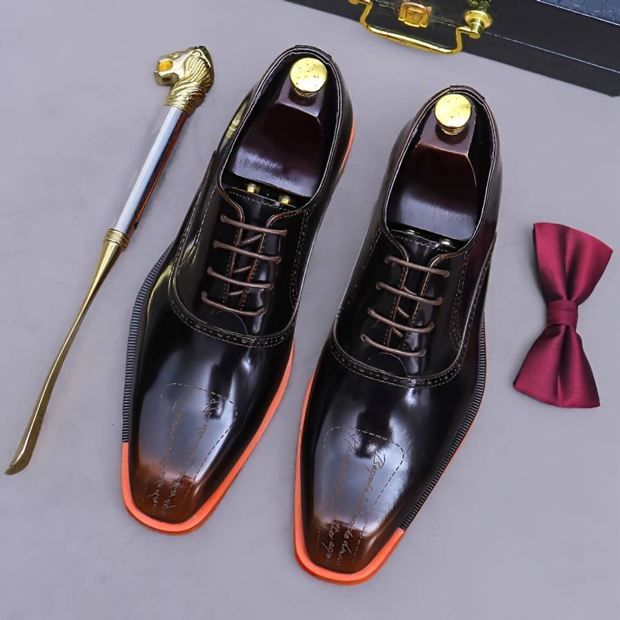 Mens Leather Shoes Color Black Sizeuk 7