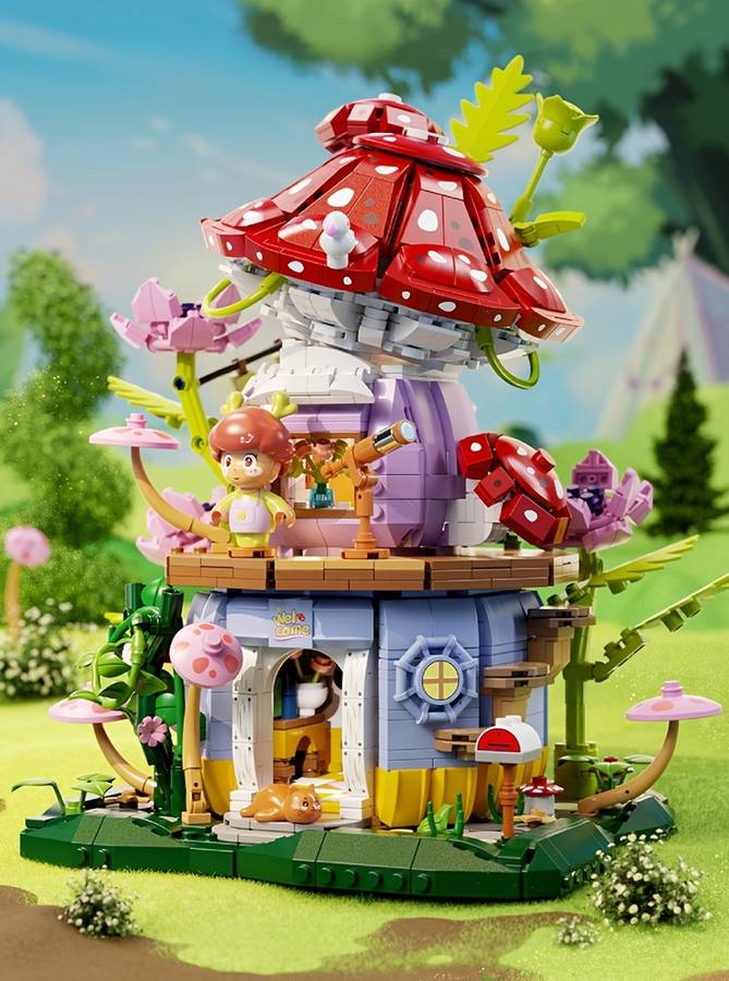 Building Toy Architectural Model Toy Set Color Mushroom House  1935 Pcs