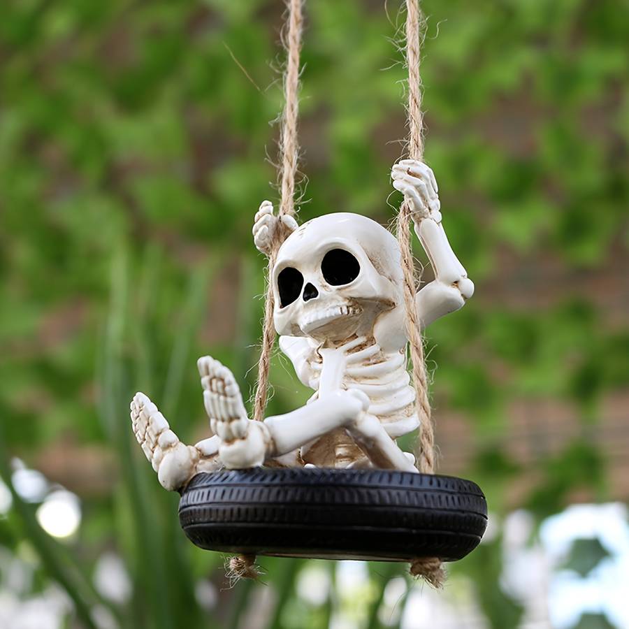Halloween Decorations Material Resin Antique Swing Tire Skeleton