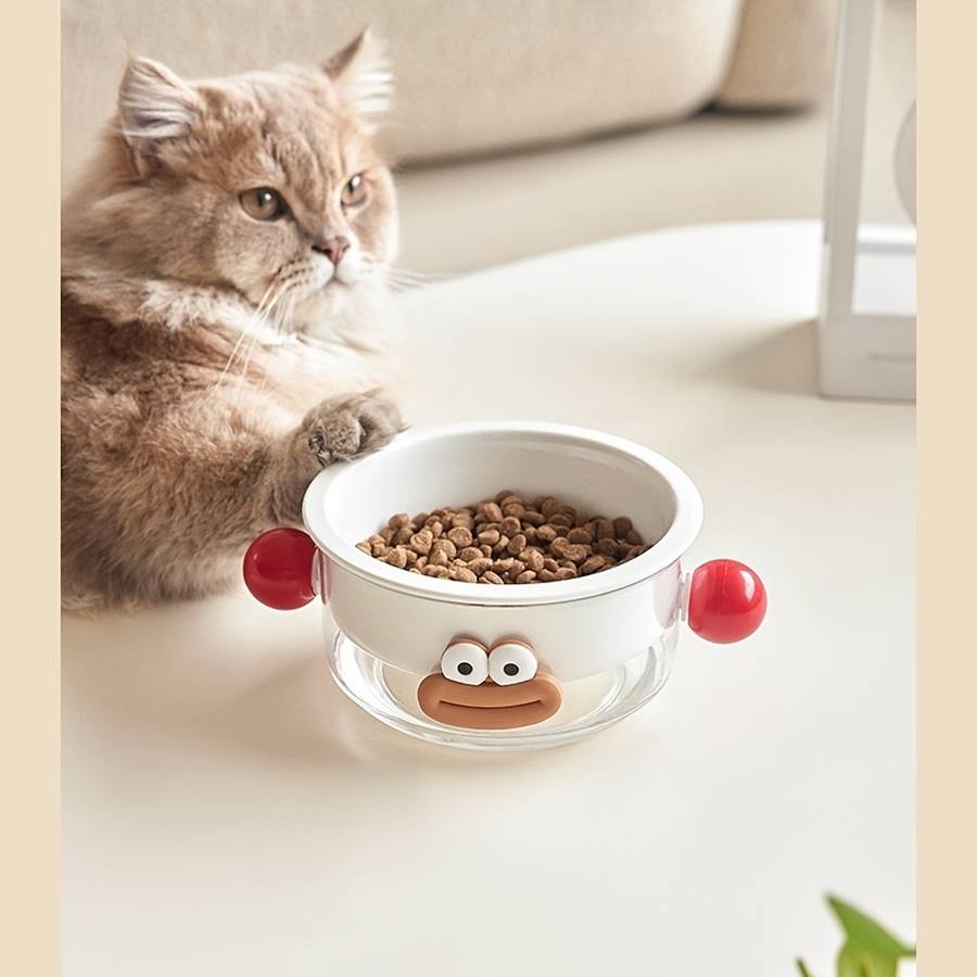 Pet Supplies Color Cute Double Cat Bowl Size Sausage Mouth Yellow