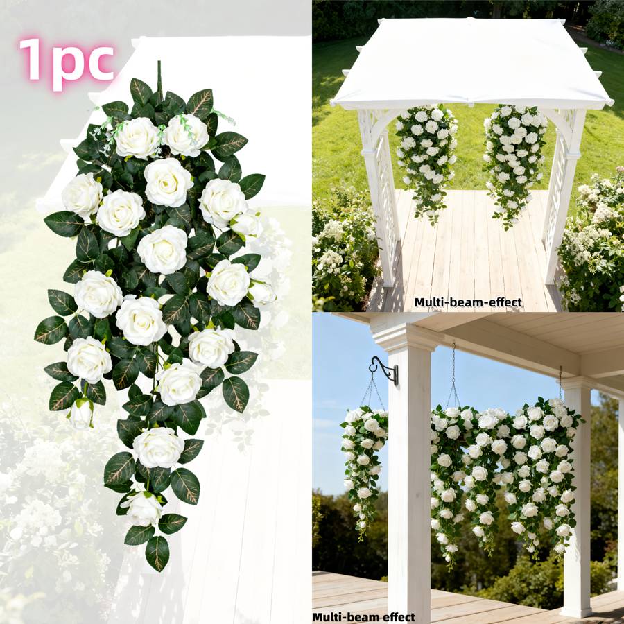 Simulated Flower Style 1Piece Set Of Highend Artificial Wallmounted White Rose Vine