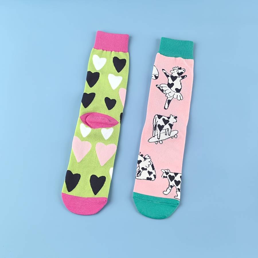 Women S Socks Color Mixed Colorscow Heart1 Pair Size Onesize