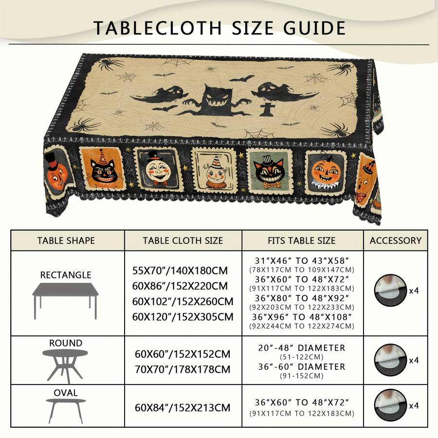 Halloween tablecloth decoration size Oval 152.4213.36cm