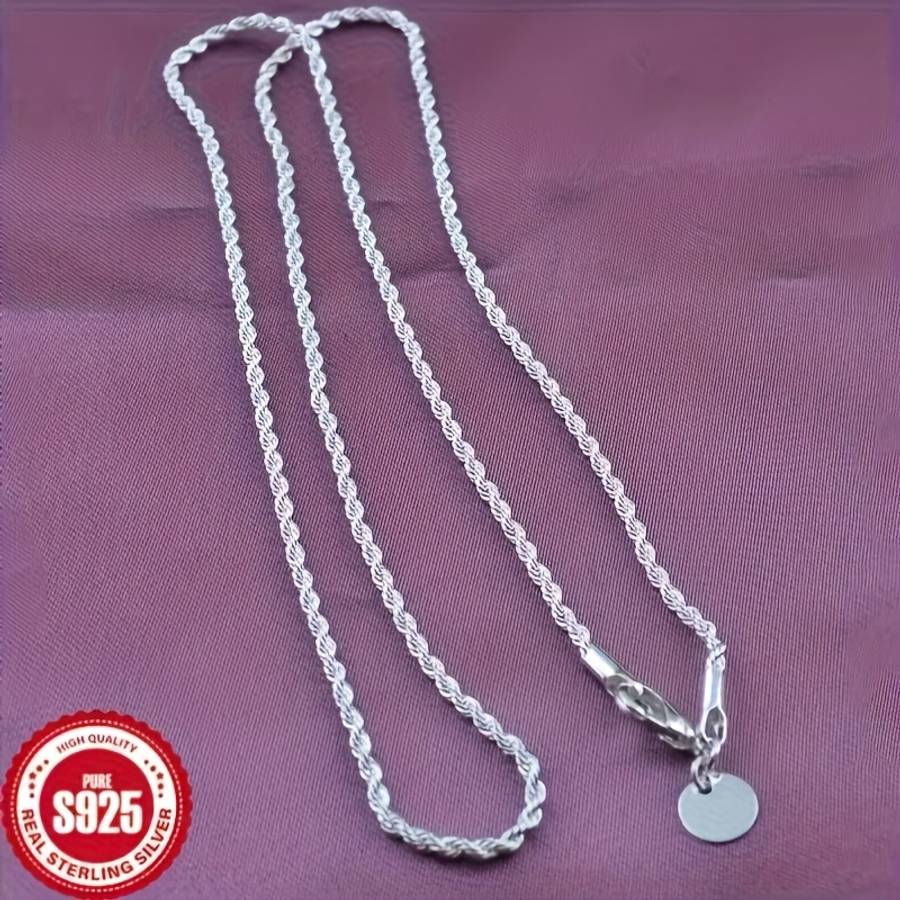 Dainty Stainless Steel Twisted Sterling Silver Necklace Hypoallergenic Elegant