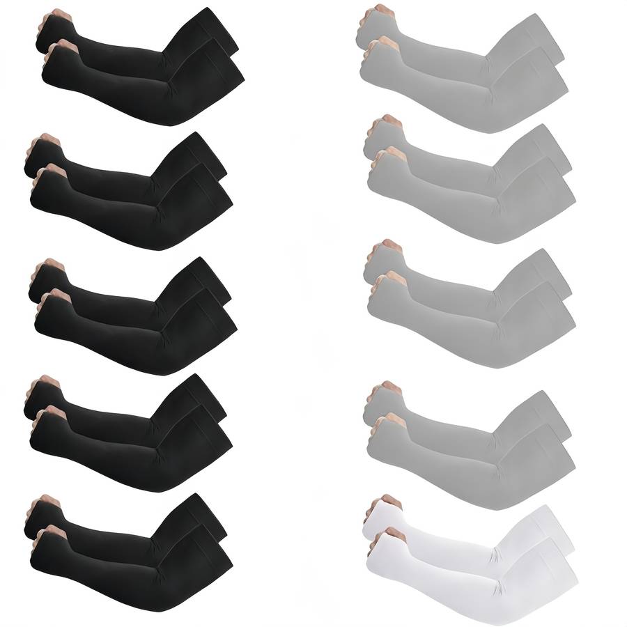 Sunscreen Sleeves Color 10 Pairs 5 Black 5 White