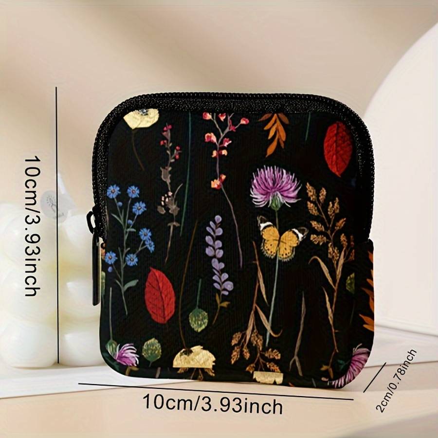 Flower And Butterfly Print Pattern Large Capacity Coin Wallet Digital Printing Coin Wallet Stor