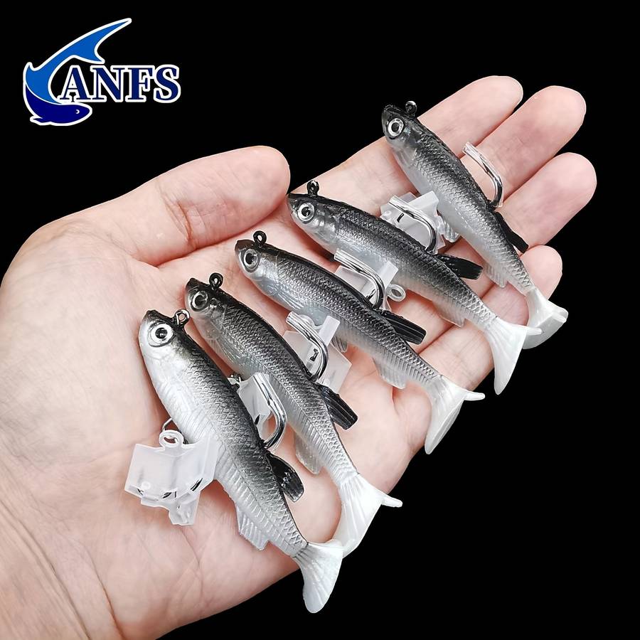 5pcs 8cm Soft Fishing Lure with Cool Hooks Lifelike Artificial Bait for Successful Fishing