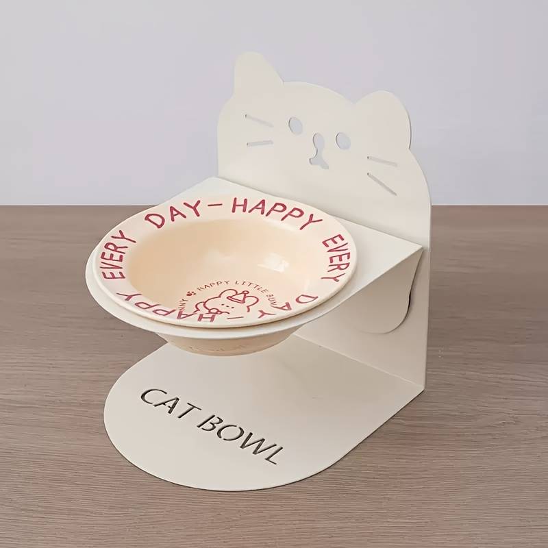 Pet Supplies Color Flying Saucer Bowl  Add   Cat Magnetic Holder  Beige