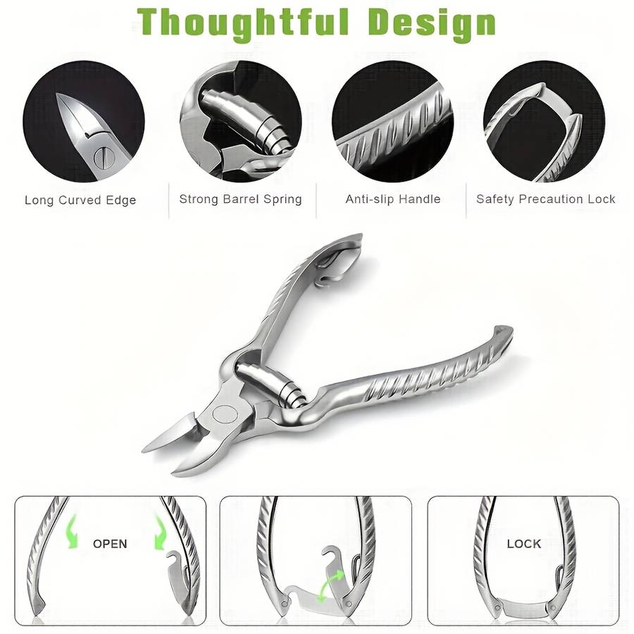 1pc Professional Thick Nail Clipper Set for Seniors Stainless Steel Odorless Toenail Care Ki
