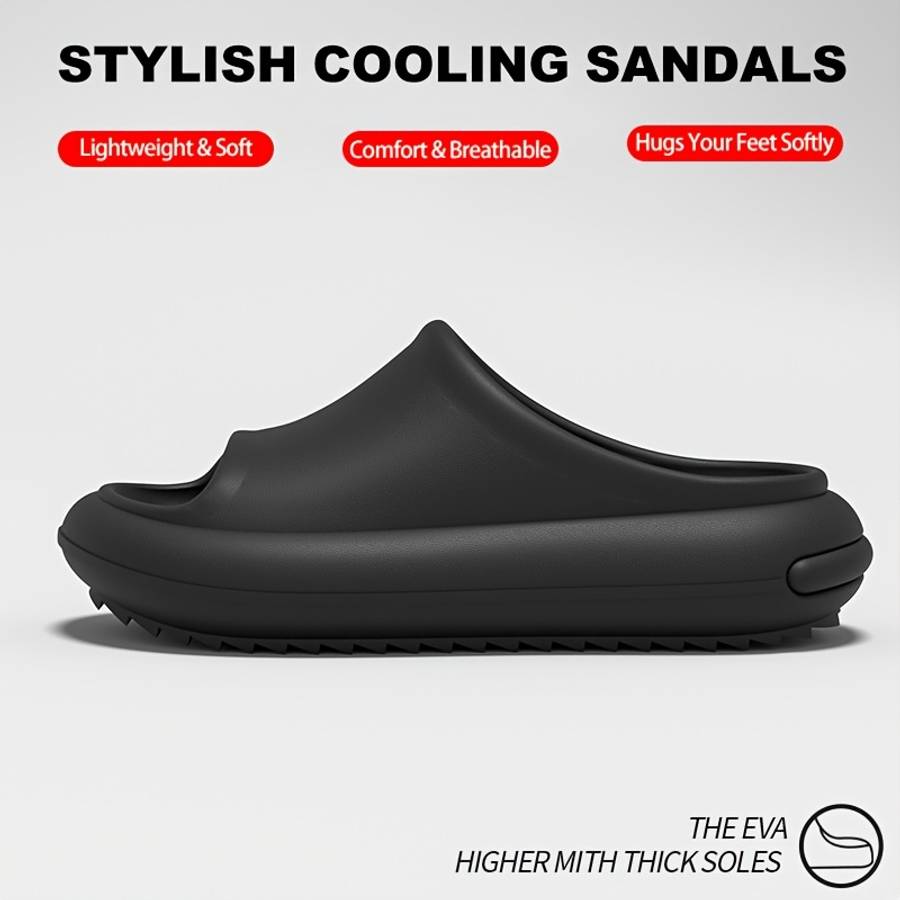 Men Slippers Summer Style Black Size Uk 6.5 To 7