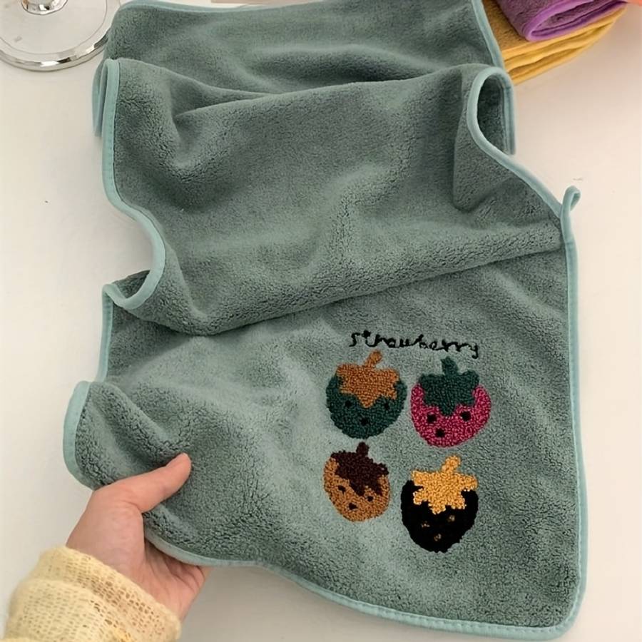 Towel Color Pack Of 5 Strawberry Embroidered Towels