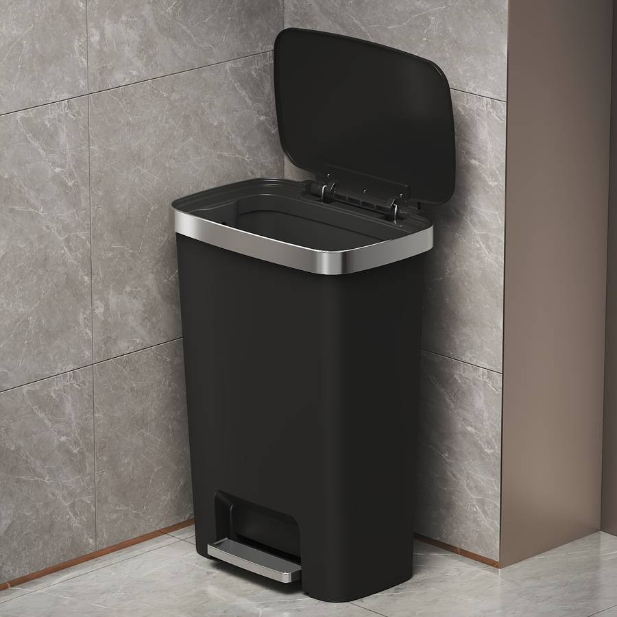 Garbage Can Model Black 50L13.21 Us Gal With Lid Footoperated