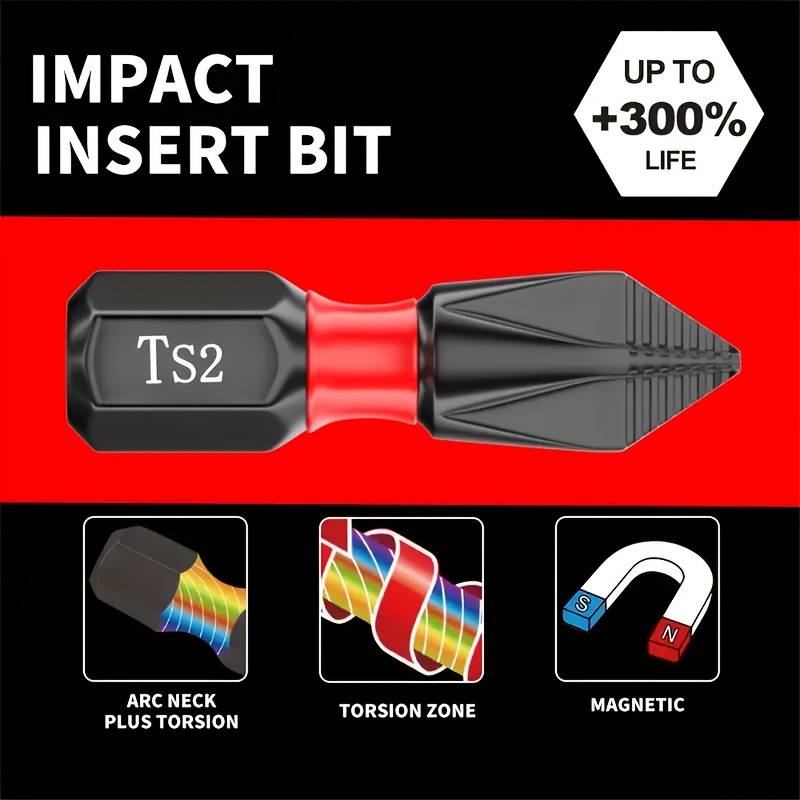 Screwdriver Bit Tool Set Model 25Mm Red Bit Quantity 5Pcs