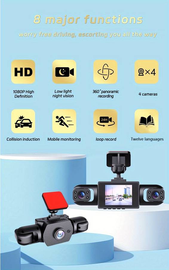 Dashcam Items 4 Channels Dash Camera Capacity32G Card