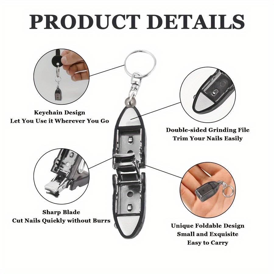 1pc Travel Nail Clipper Keychain Portable Thick Nail Special Nail Clipper with Nail File Mini F
