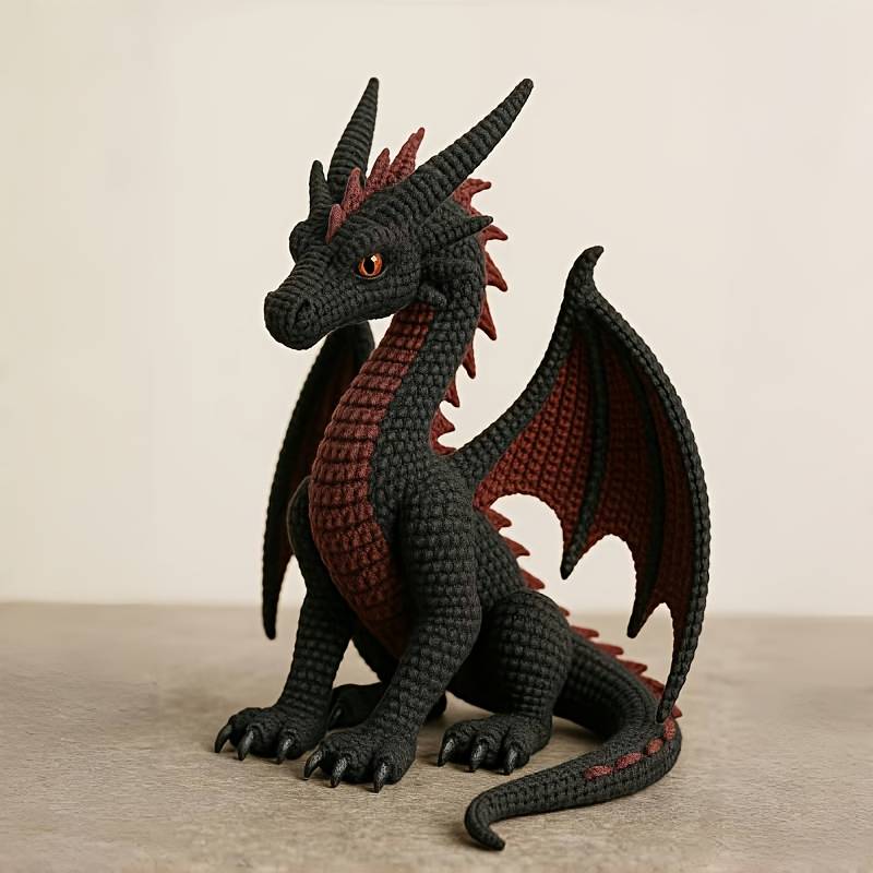 Toy Dolls color Crochet material kit for making red and black dragon