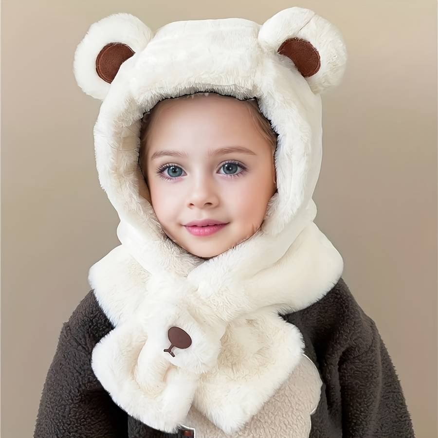 Hat Color  Bear Plush One Piece  White