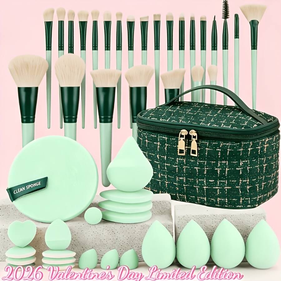 Makeup Brush Set Color Green Quantity16Pcs