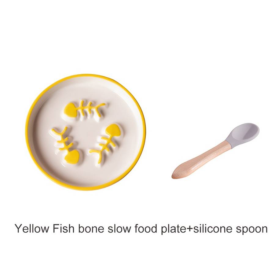 Pet Supplies Color Black Fishbone Plate  Add   Spoon