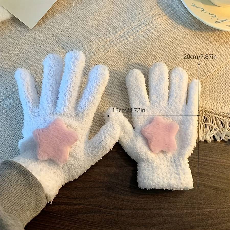 Winter Gloves Color Pink Star  Add White
