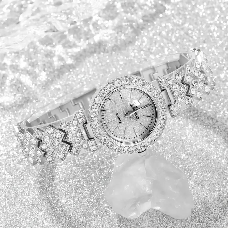 6Pcs Women Watches Jewelry Quartz Electronic Movement Round Analog Display
