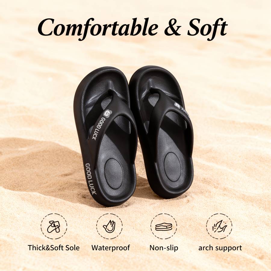 Ladies Summer Flip Flops Black Uk 3.5-4