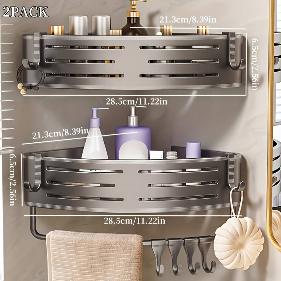 Bathroom Storage Rack Model 28.5Cm*6.5Cm*21.31Cm Aluminum With Rod Model