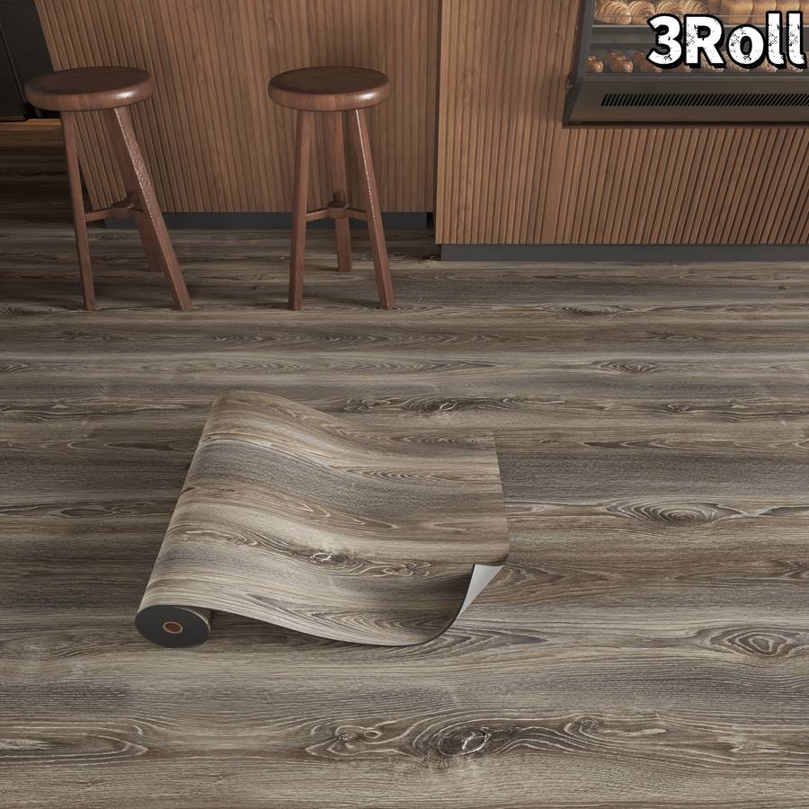 Self Adhesive Floor Stickers Gray Brown Interwoven Color 3Rolls