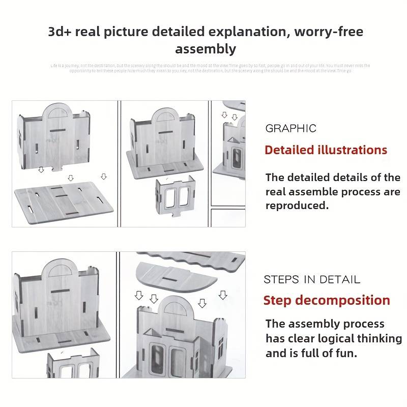 Building Toy Architectural Model Toy Set Color Warm Cabin [Laser Bamboo Version]