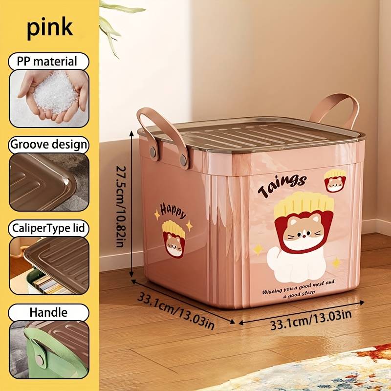 Storage And Organizationmodel Extra Large Lid Storage Box   33.1Cm    With Lid   Oil Green