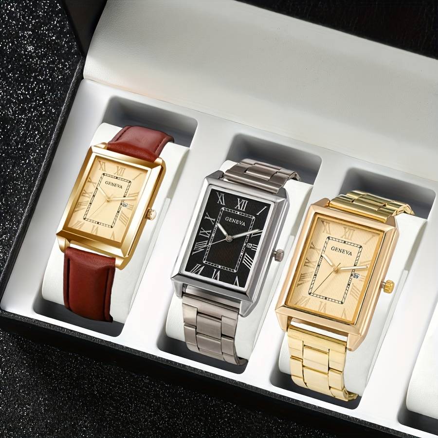 Mens Watch Unique Large Dial Quartz Movement Racing Style Steel Bandcolor Three