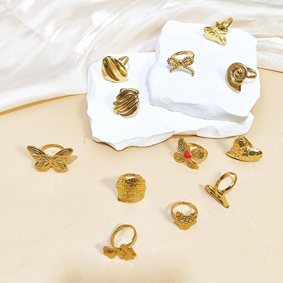 2PCS Exquisite Heart Polished Stackable Ring Style