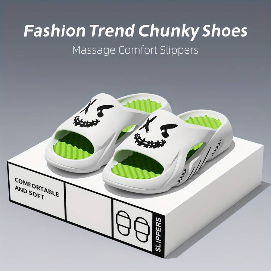 Men Slippers Summer Style Gray Black Size Uk 5.5 To 6