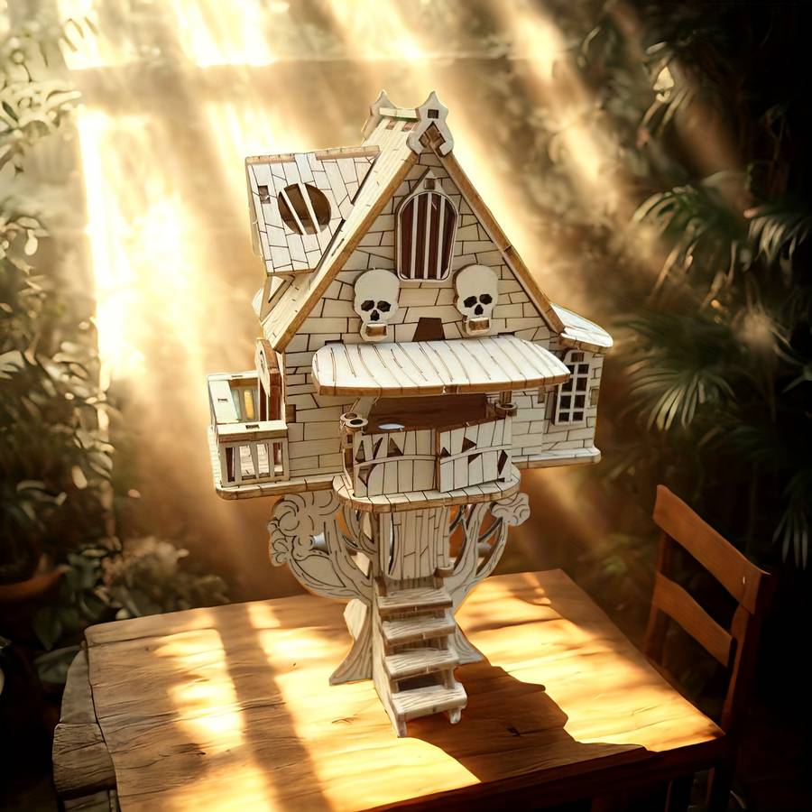 Building Toy Architectural Model Toy Set Color Jianmu  Horror Tree House