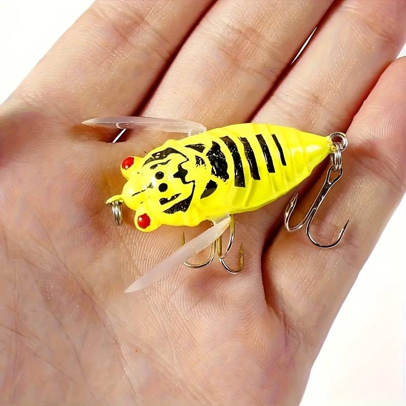 1pc 3D Eyes Cicada Fishing Lure Durable ABS Hard Bait for Freshwater Saltwater Angling
