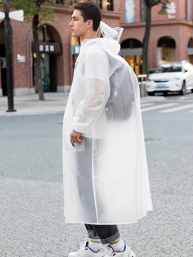 Raincoat Transparent Black Border Size L