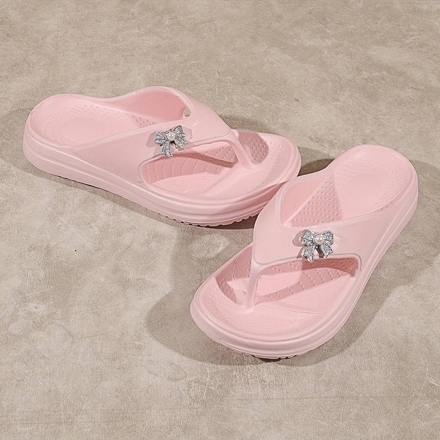 Ladies Summer Flip Flops Silvery Pink Uk 4.5-5