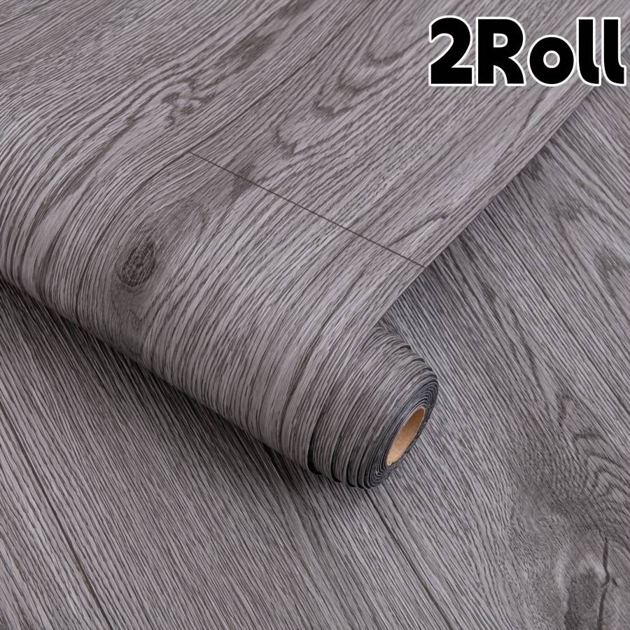 Self Adhesive Floor Stickers Medium Gray Oak Wood 2Roll